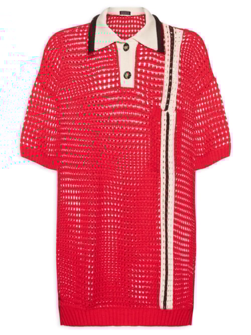 Blusa Feminina Joana Listras Tricot – Vermelho