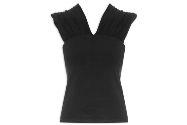 Blusa Feminina Justa Sem Mangas - Preto