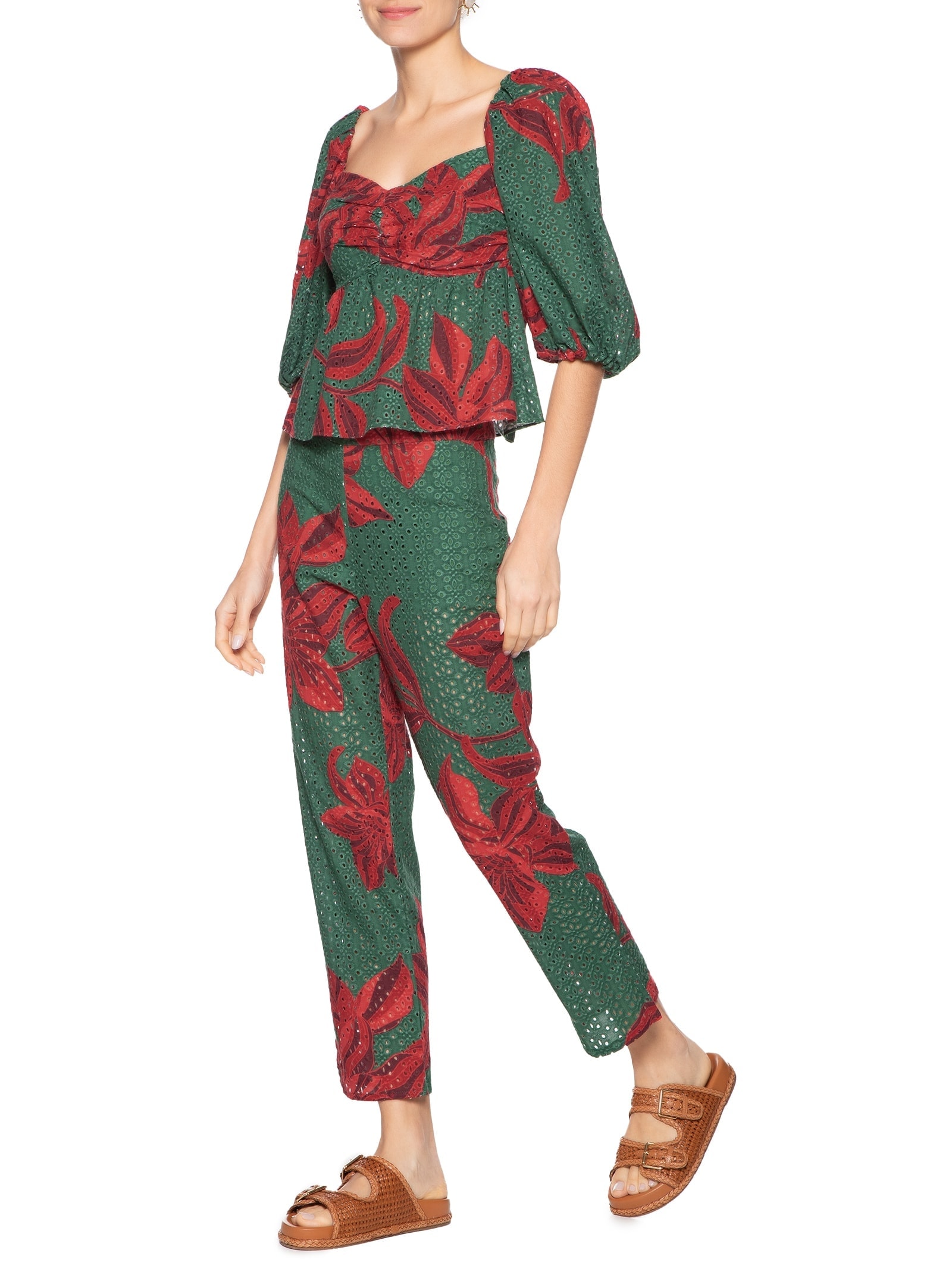 Blusa Feminina Laise Estampa Botânico Verde Dress To