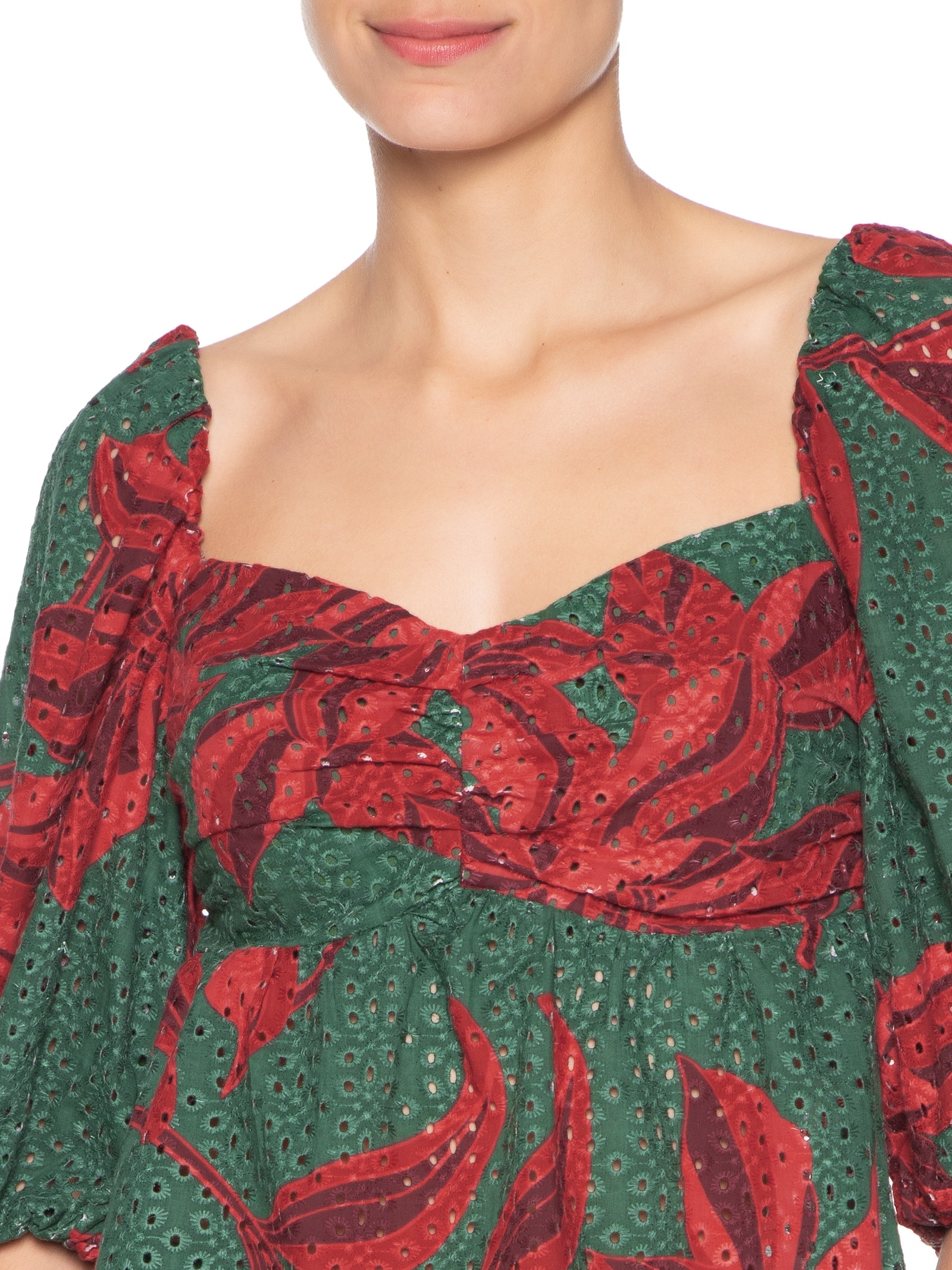 Blusa Feminina Laise Estampa Botânico Verde Dress To