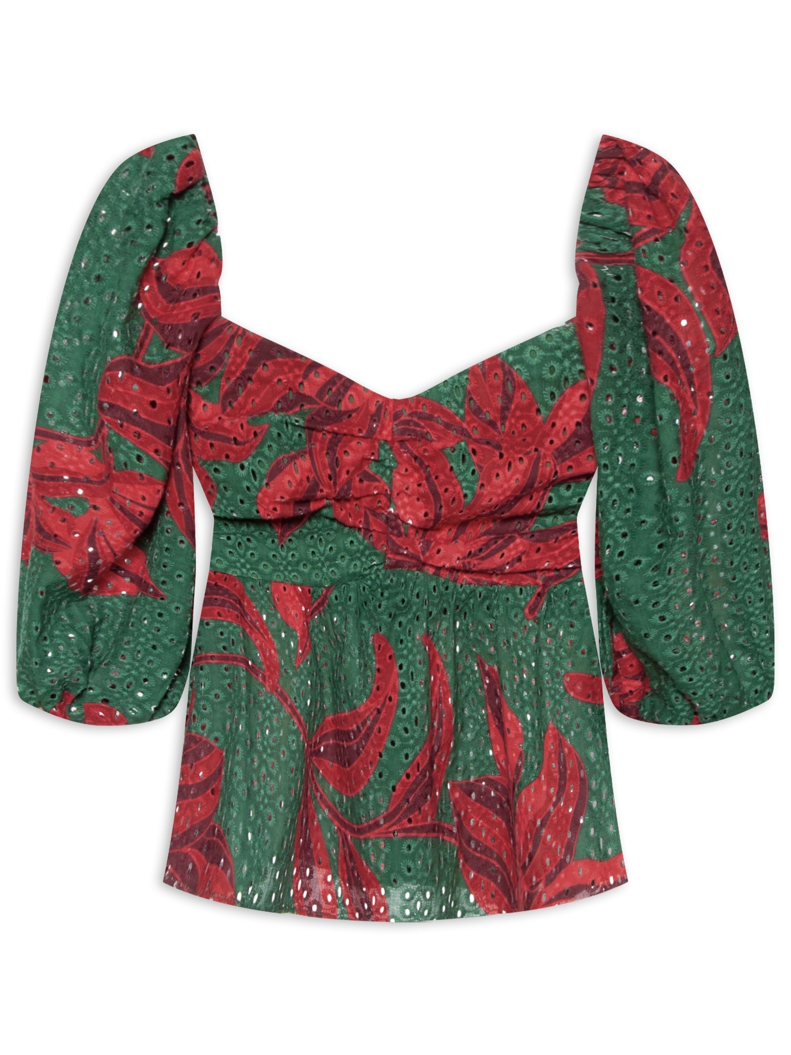 Blusa Feminina Laise Estampa Botânico Verde Dress To