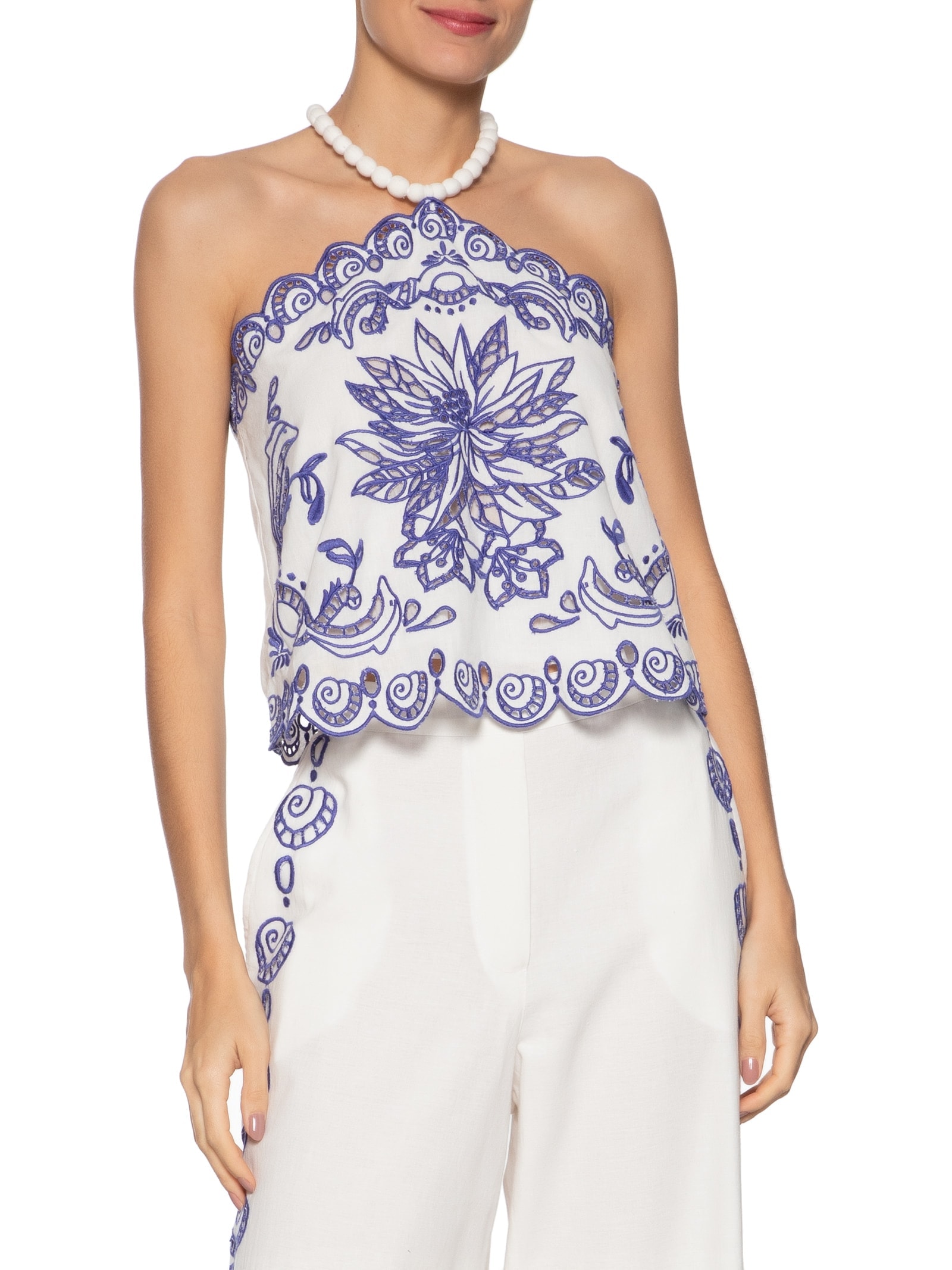 Blusa Feminina Lenço Bordado Sonho do Mar Branco Farm