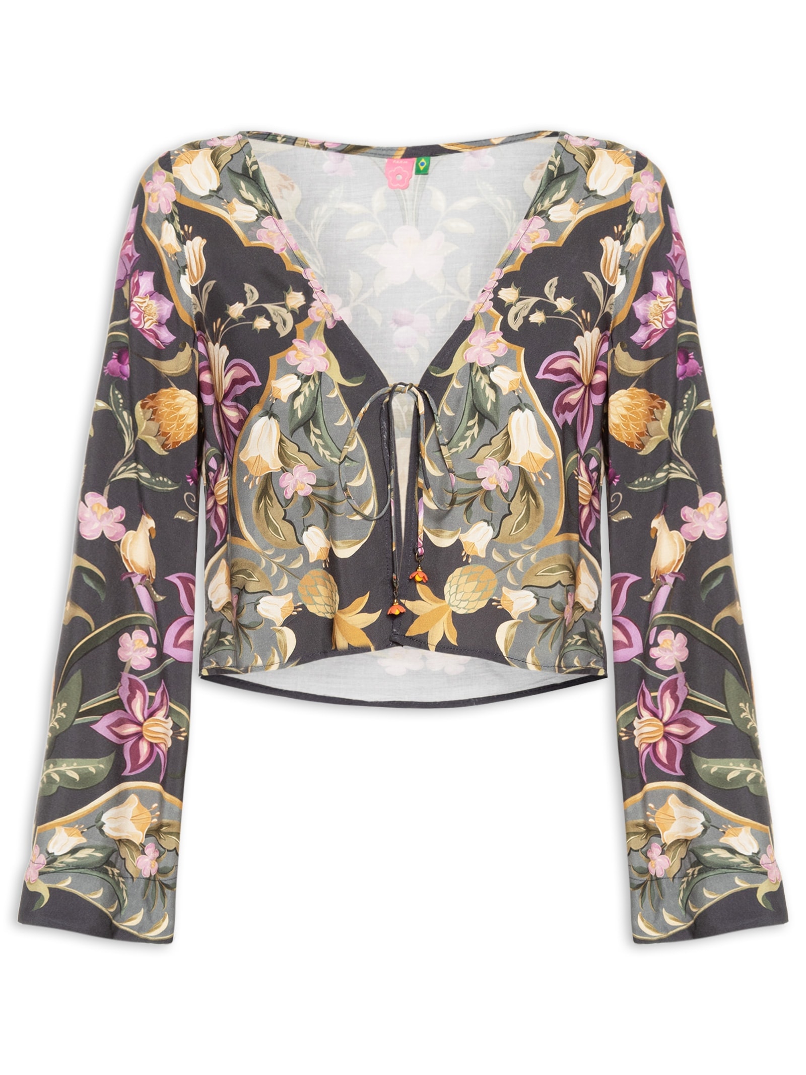 Farm Blusa Feminina Lenço Floral Talita Cinza - Main Image