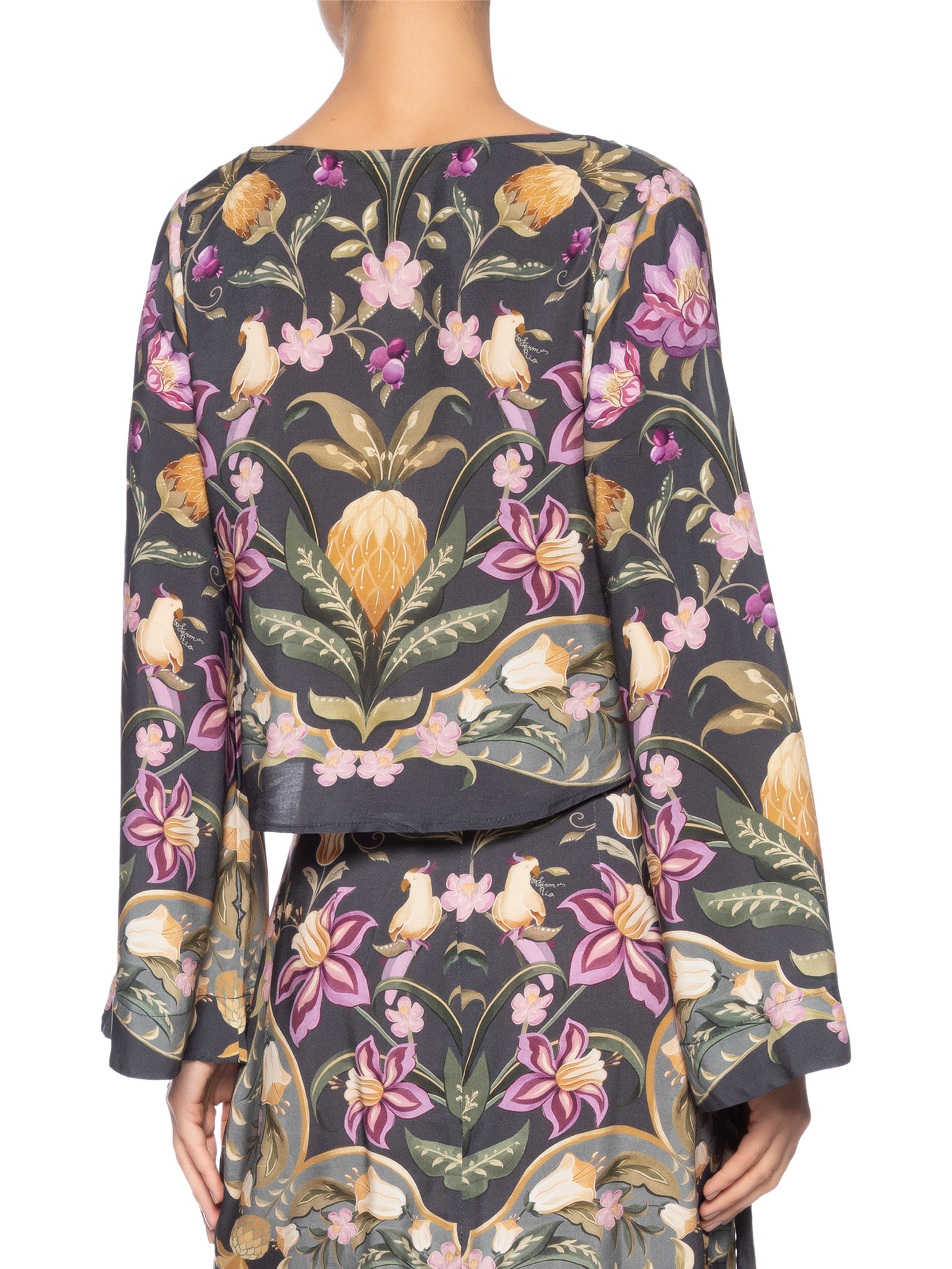 Blusa Feminina Lenço Floral Talita Cinza Farm