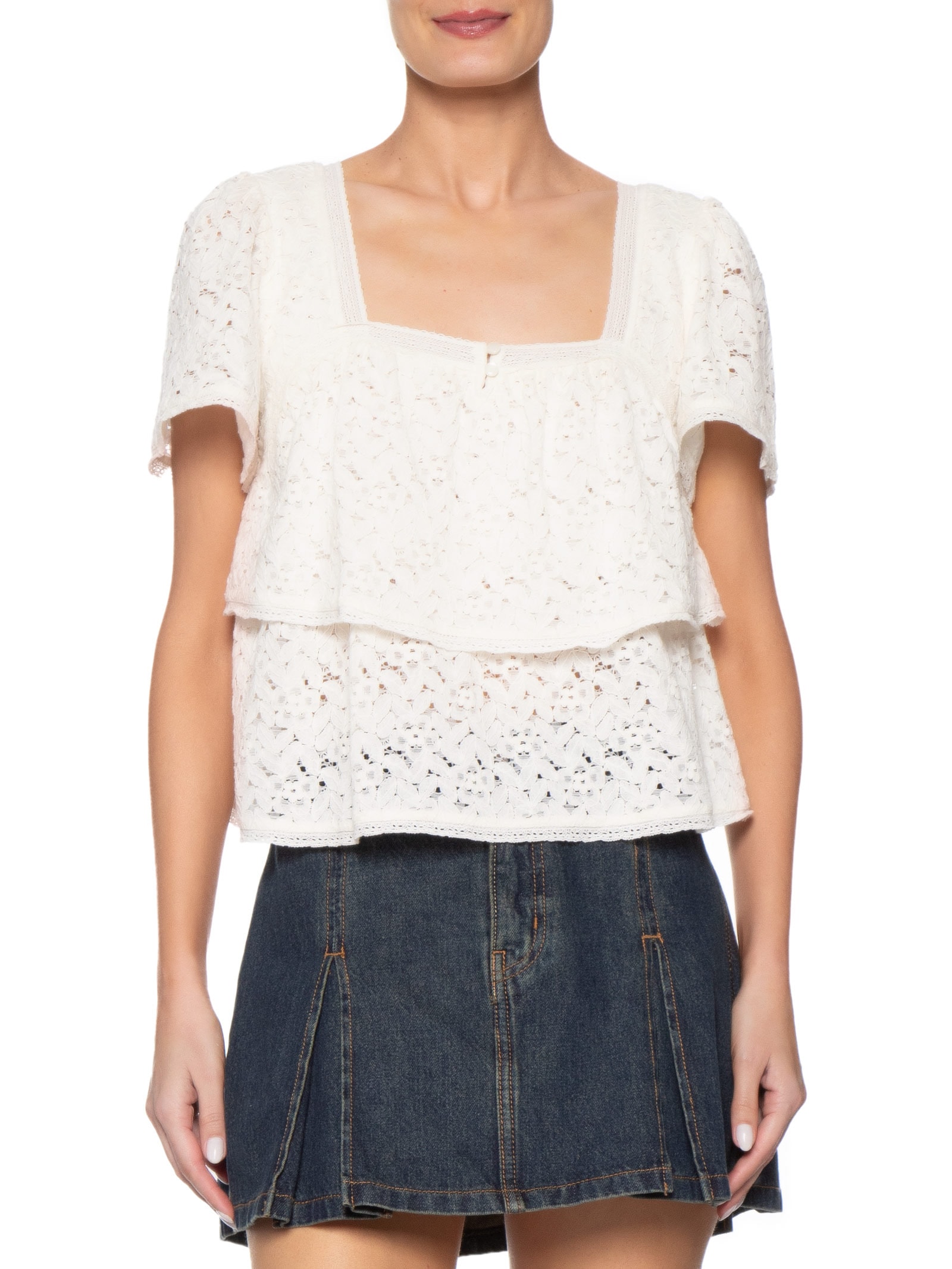 Blusa Feminina Levi's® Dom SS Lace Blouse – Off White Levi's