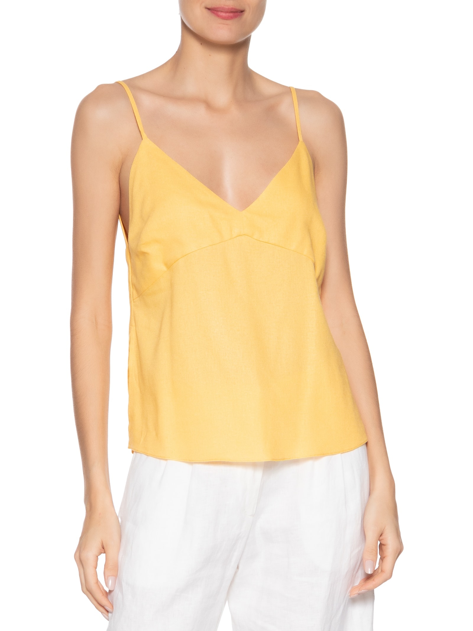 Blusa Feminina Linho Amarração Amarelo Dress To