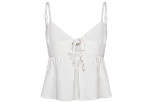 Blusa Feminina Linho Amarração Frente - Branco