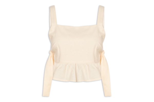 Blusa Feminina Linho Amarração Lateral - Amarelo