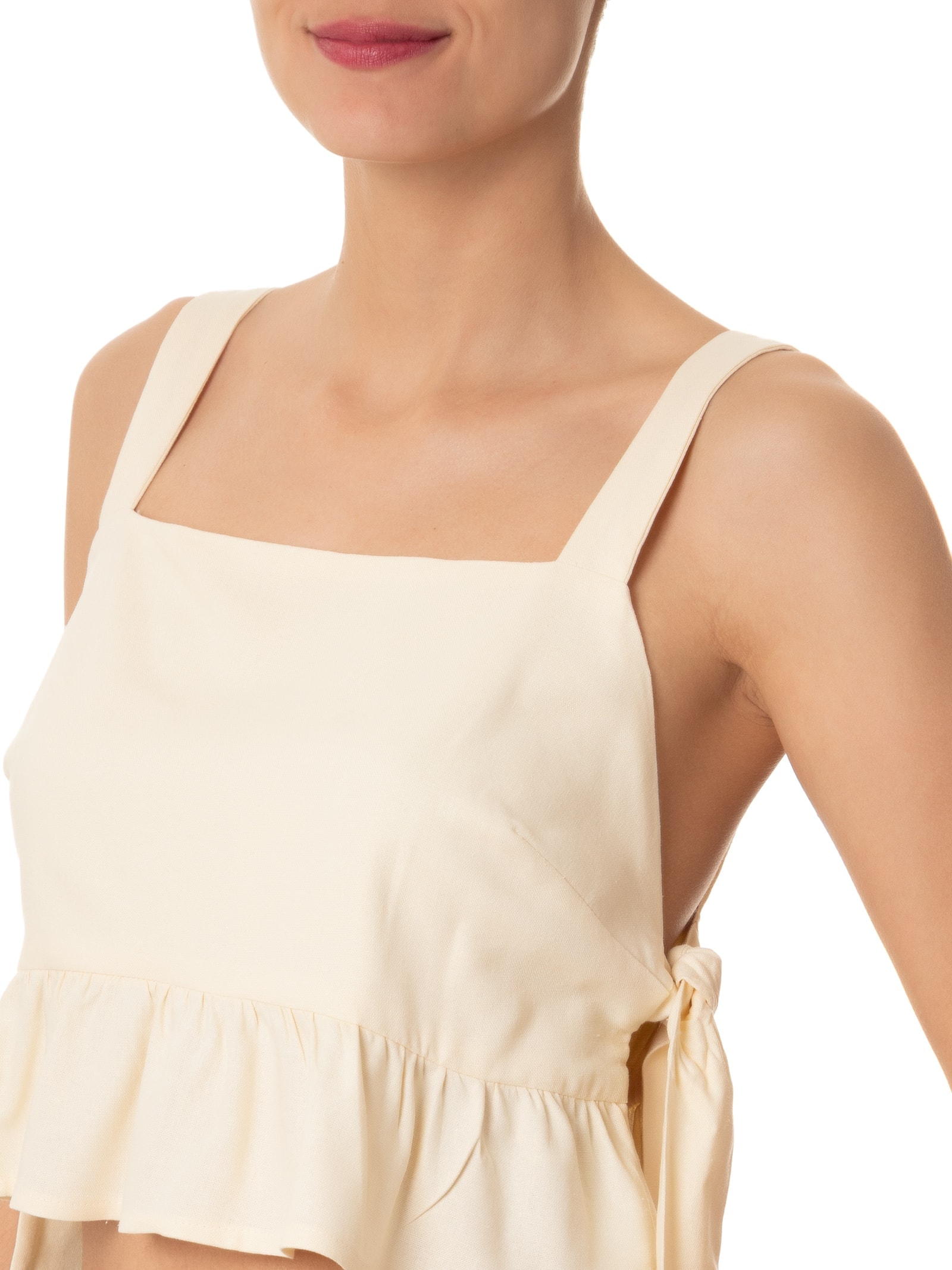 Blusa Feminina Linho Amarração Lateral Amarelo Dress To