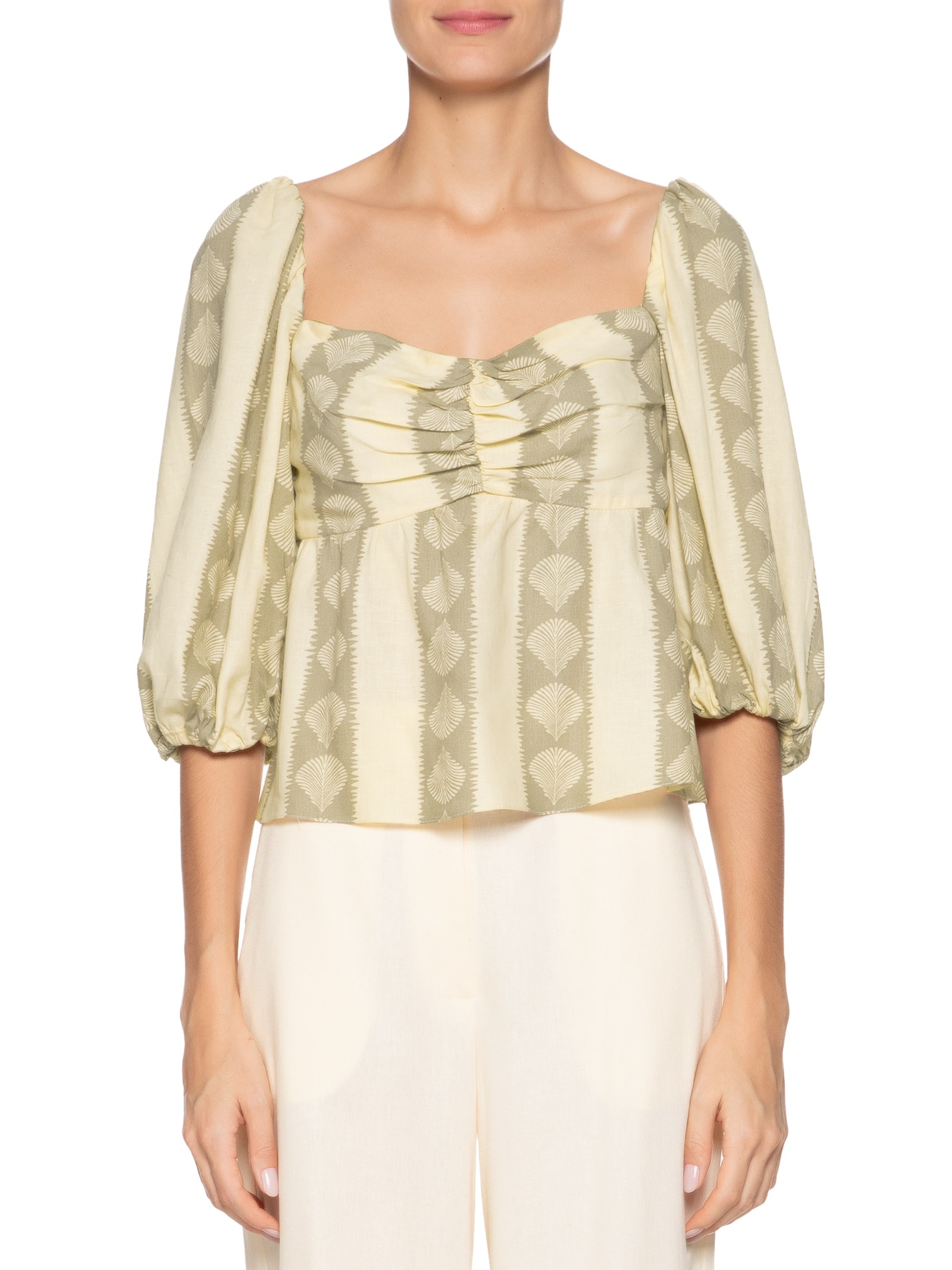 Blusa Feminina Linho Atins Bege Dress To