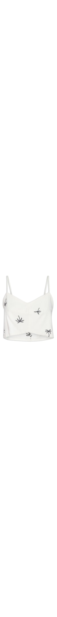 Blusa Feminina Linho Bordado Coqueiro - Branco
