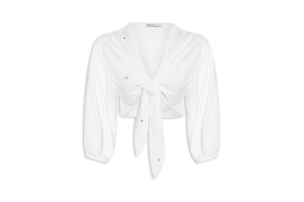 Blusa Feminina Linho Bordado Paetê - Branco