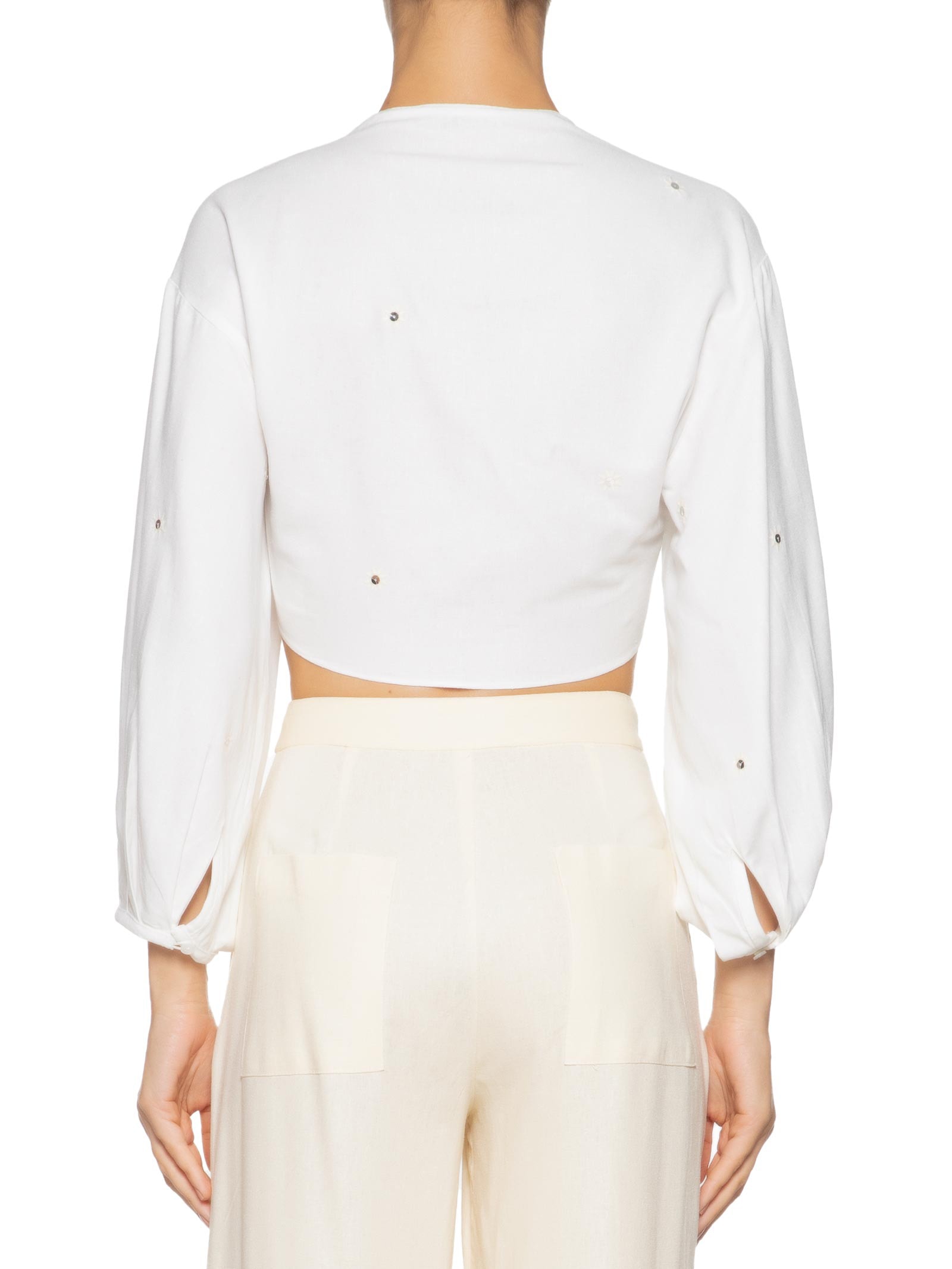 Blusa Feminina Linho Bordado Paetê Branco Dress To