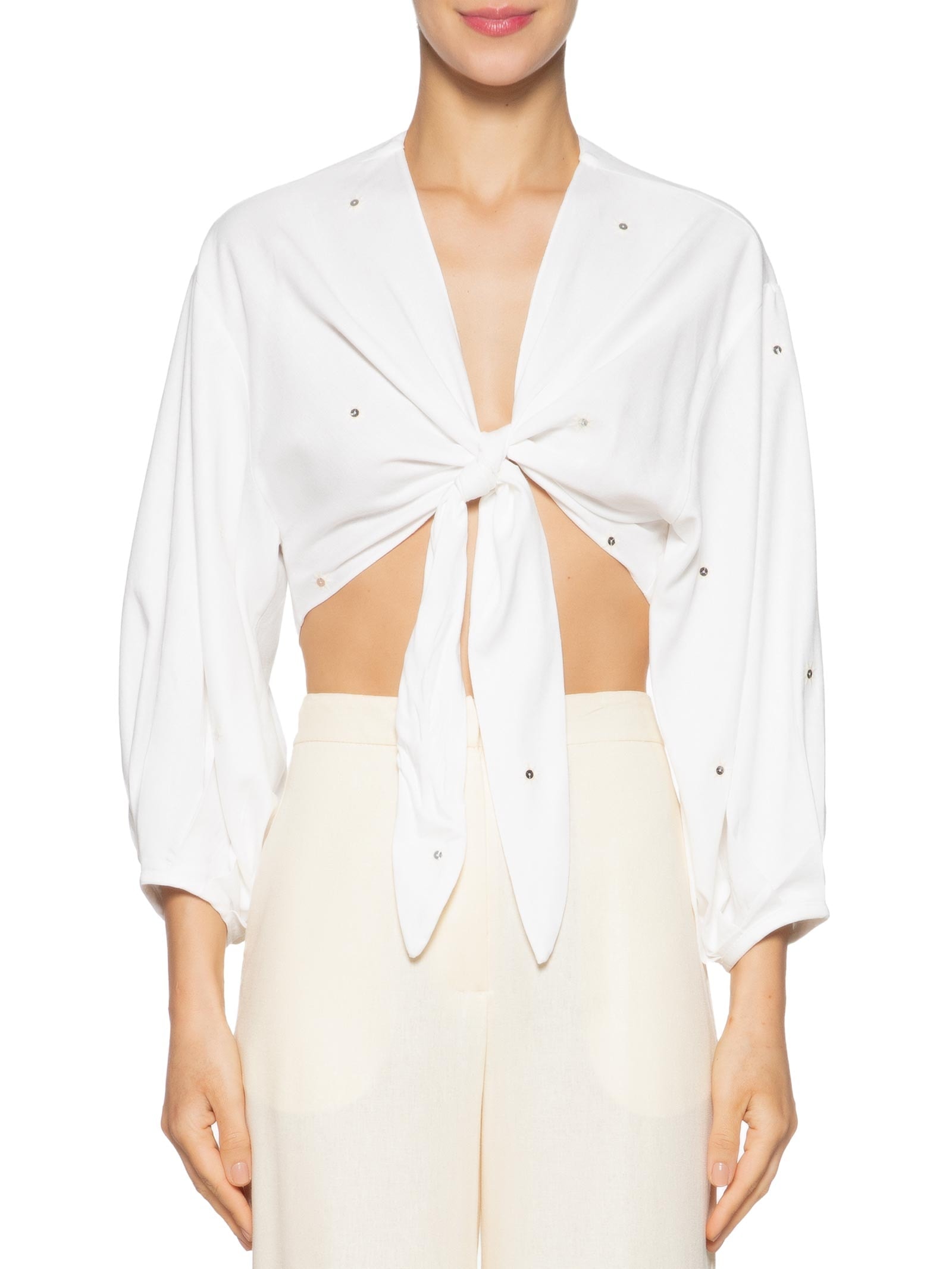 Blusa Feminina Linho Bordado Paetê Branco Dress To