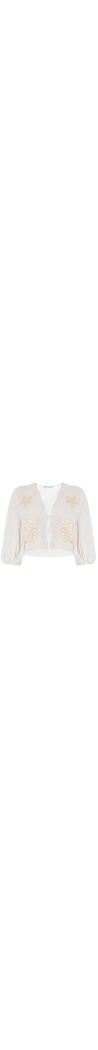 Blusa Feminina Linho Bordado Rechilieu - Off White