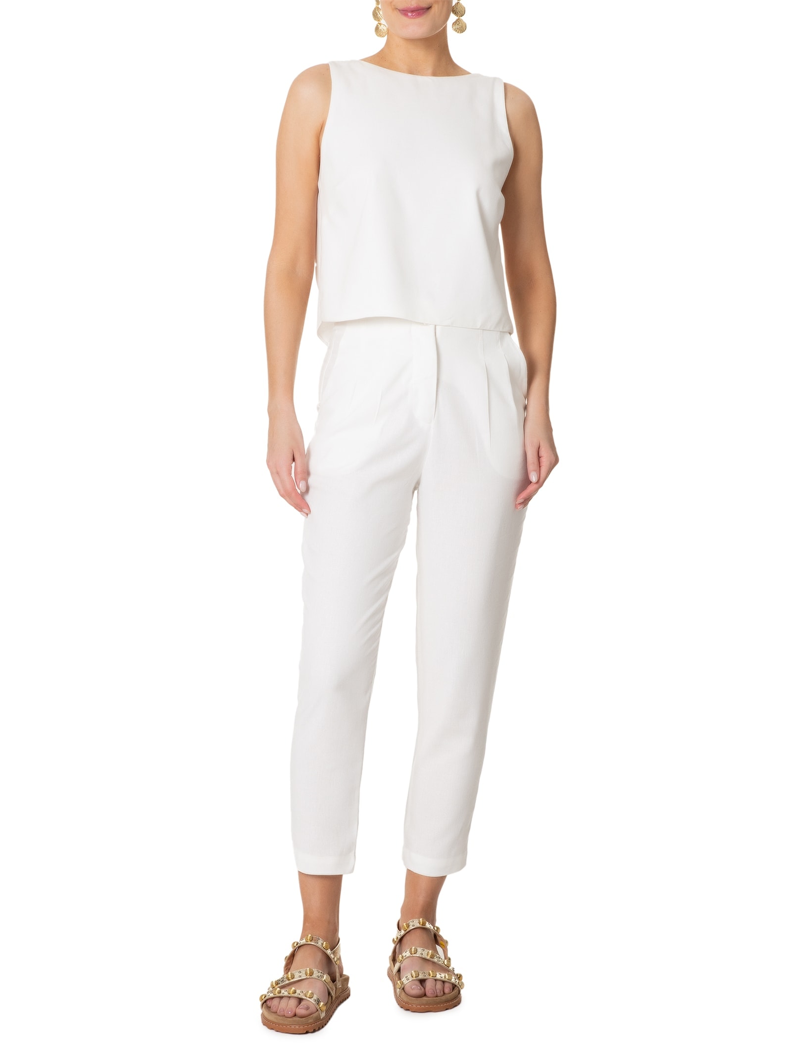 Blusa Feminina Linho Costas Torcida Branco  Dress To