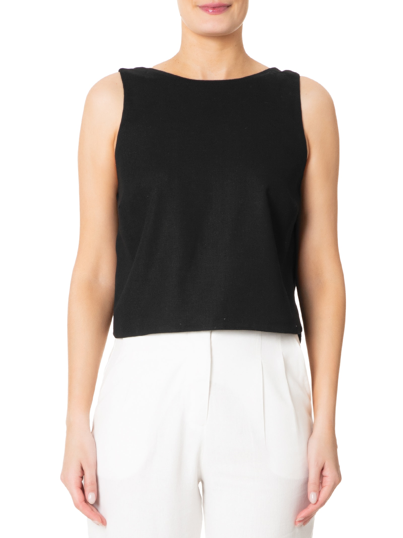 Blusa Feminina Linho Costas Torcida Preto Dress To