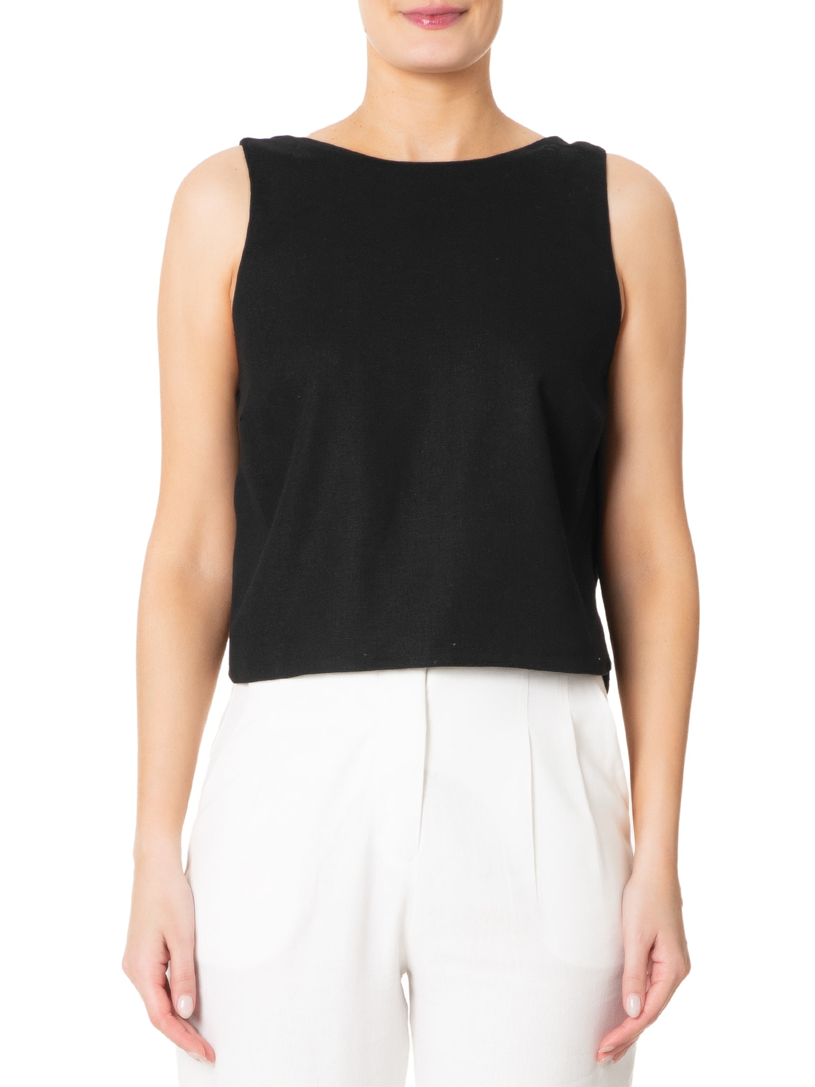 Blusa Feminina Linho Costas Torcida Preto Dress To