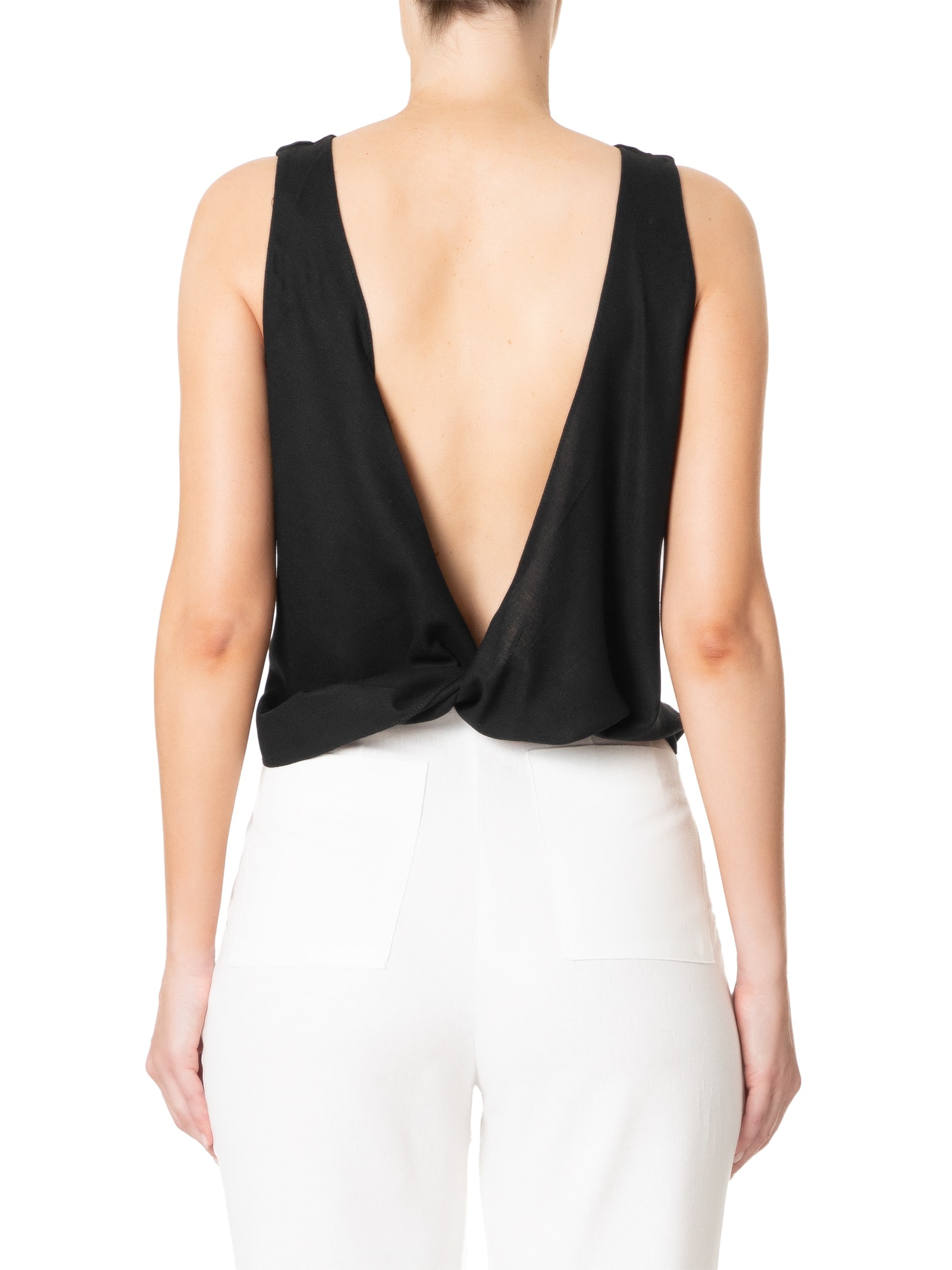 Blusa Feminina Linho Costas Torcida Preto Dress To