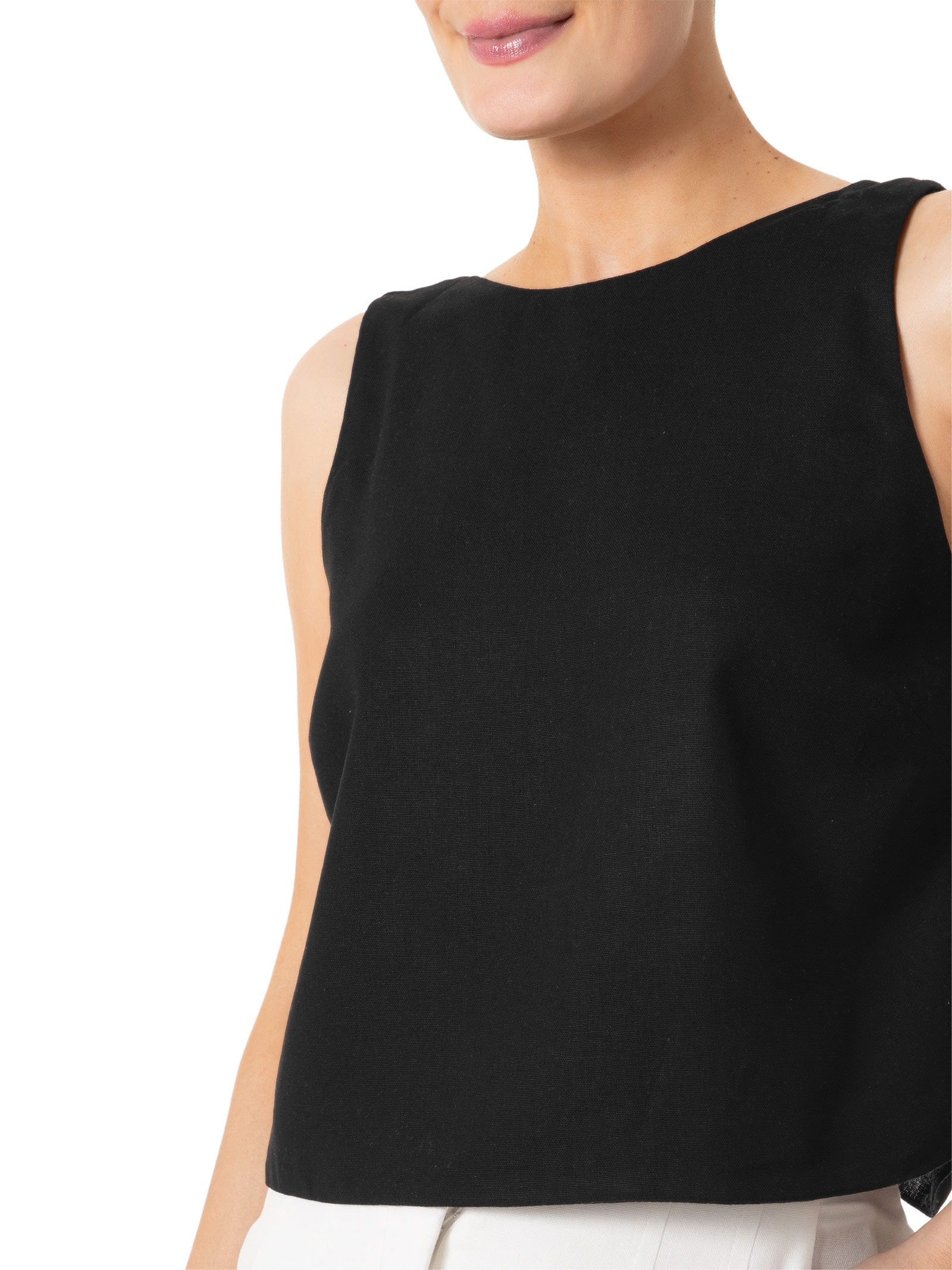 Blusa Feminina Linho Costas Torcida Preto Dress To