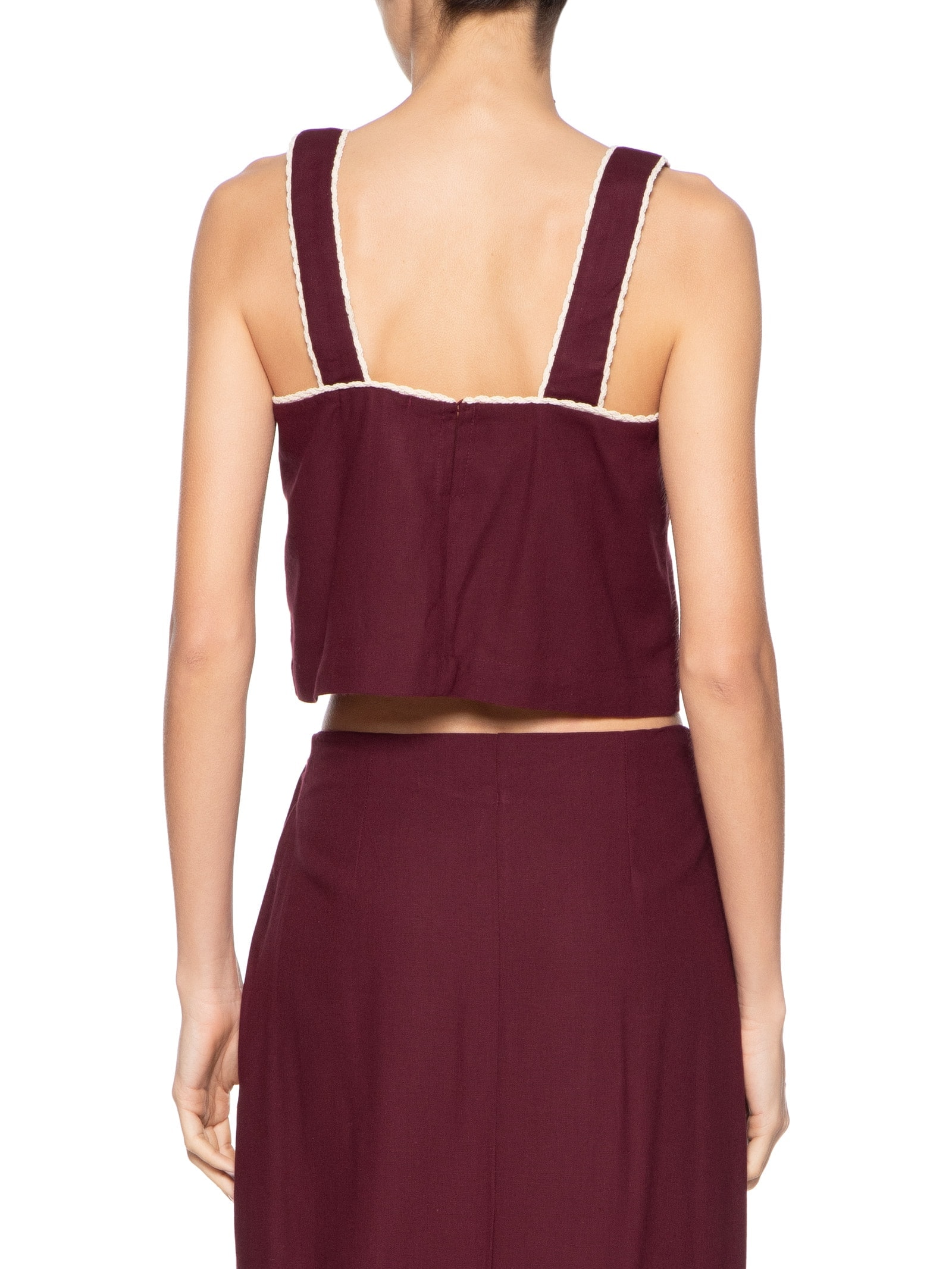 Blusa Feminina Linho Cropped Vivo Trançado Vinho Dress To