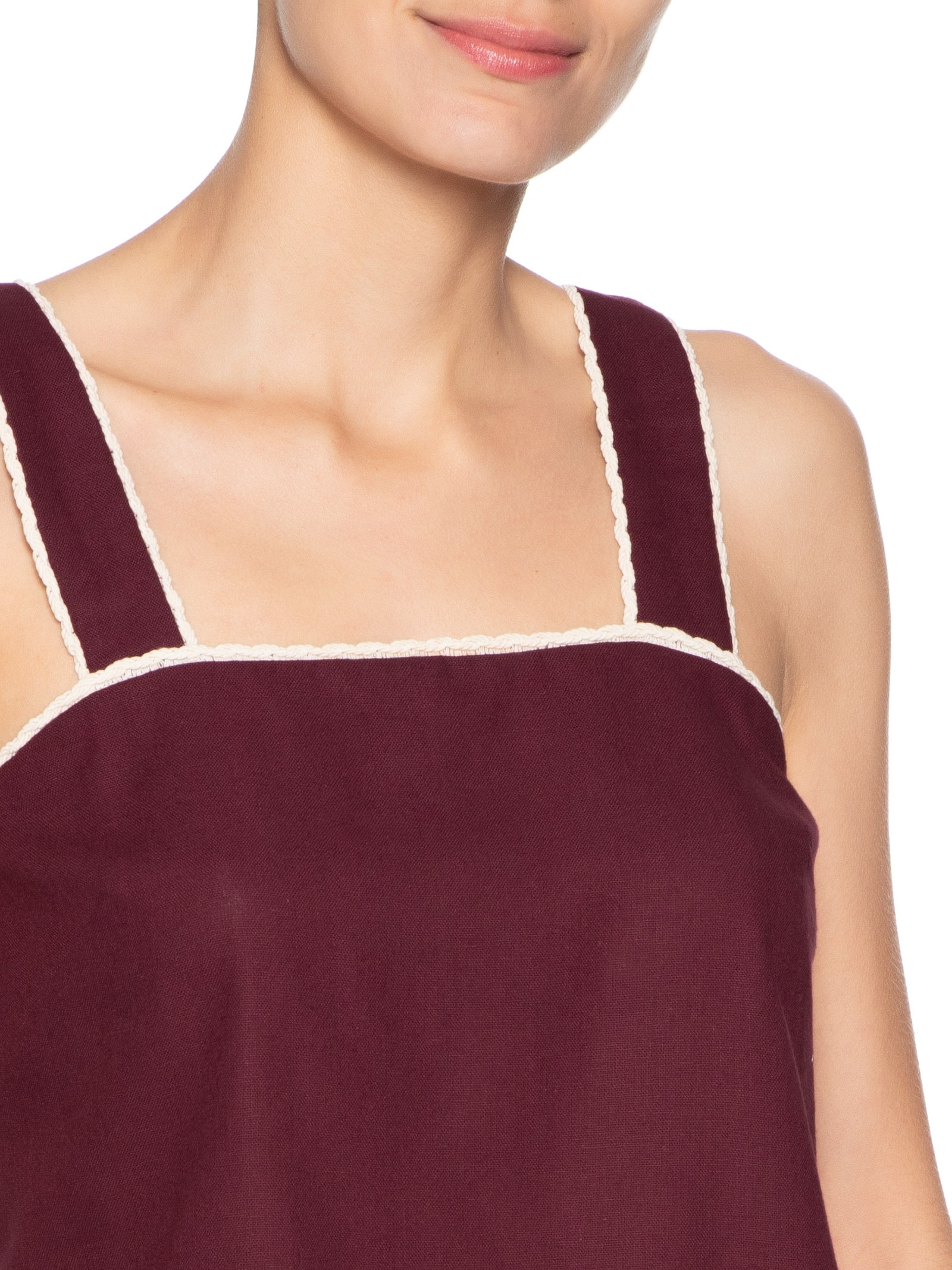 Blusa Feminina Linho Cropped Vivo Trançado Vinho Dress To