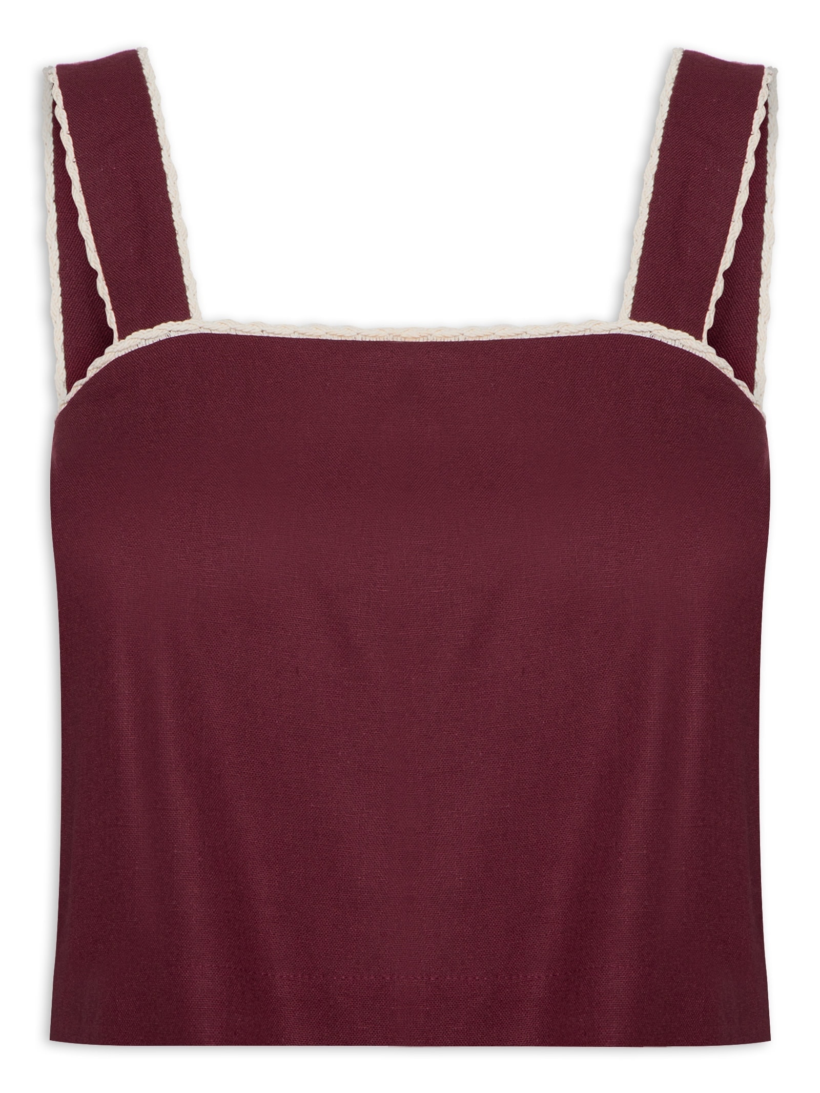 Blusa Feminina Linho Cropped Vivo Trançado Vinho Dress To