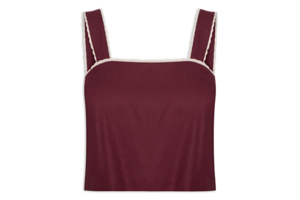 Blusa Feminina Linho Cropped Vivo Trançado - Vinho