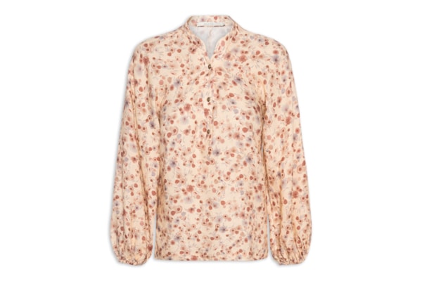 Blusa Feminina Linho Estampa Fleur Mini - Bege