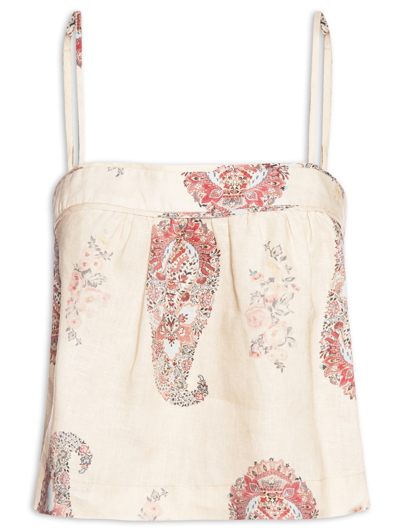 Blusa Feminina Linho Estampa Flory Off White Maria Filó