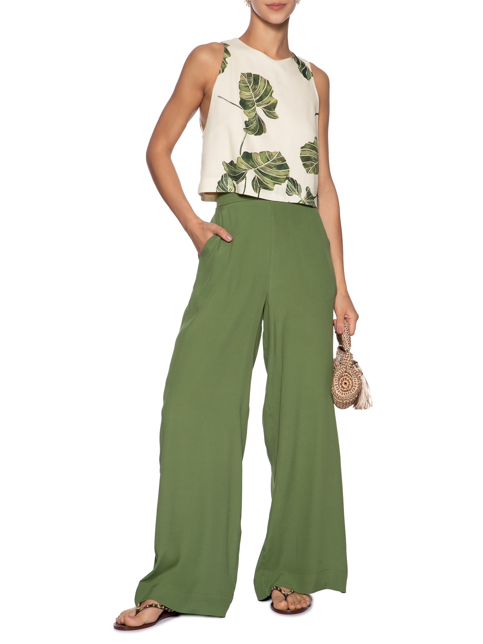 Blusa Feminina Linho Estampa Folhar Amarelo Dress To