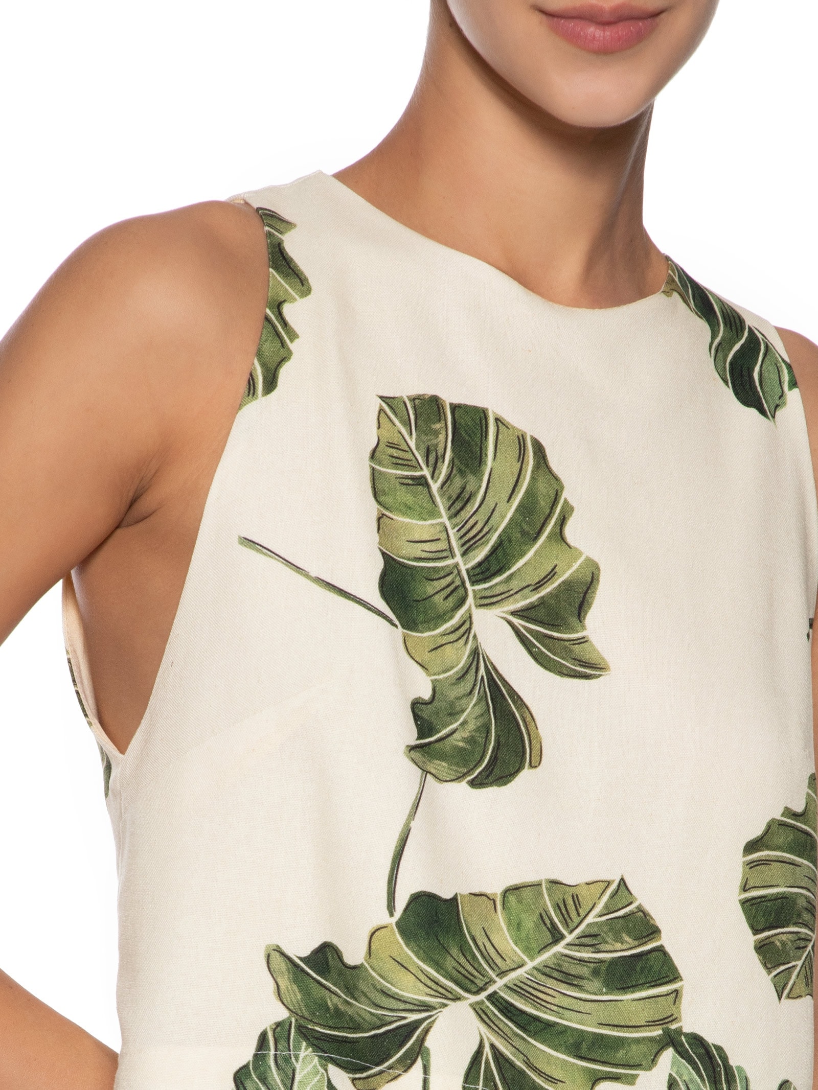 Blusa Feminina Linho Estampa Folhar Amarelo Dress To