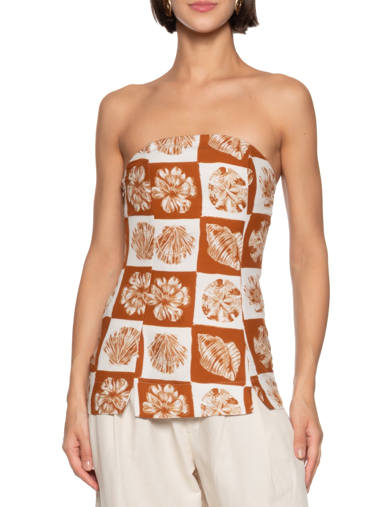 Blusa Feminina Linho Estampada Marrom Colcci