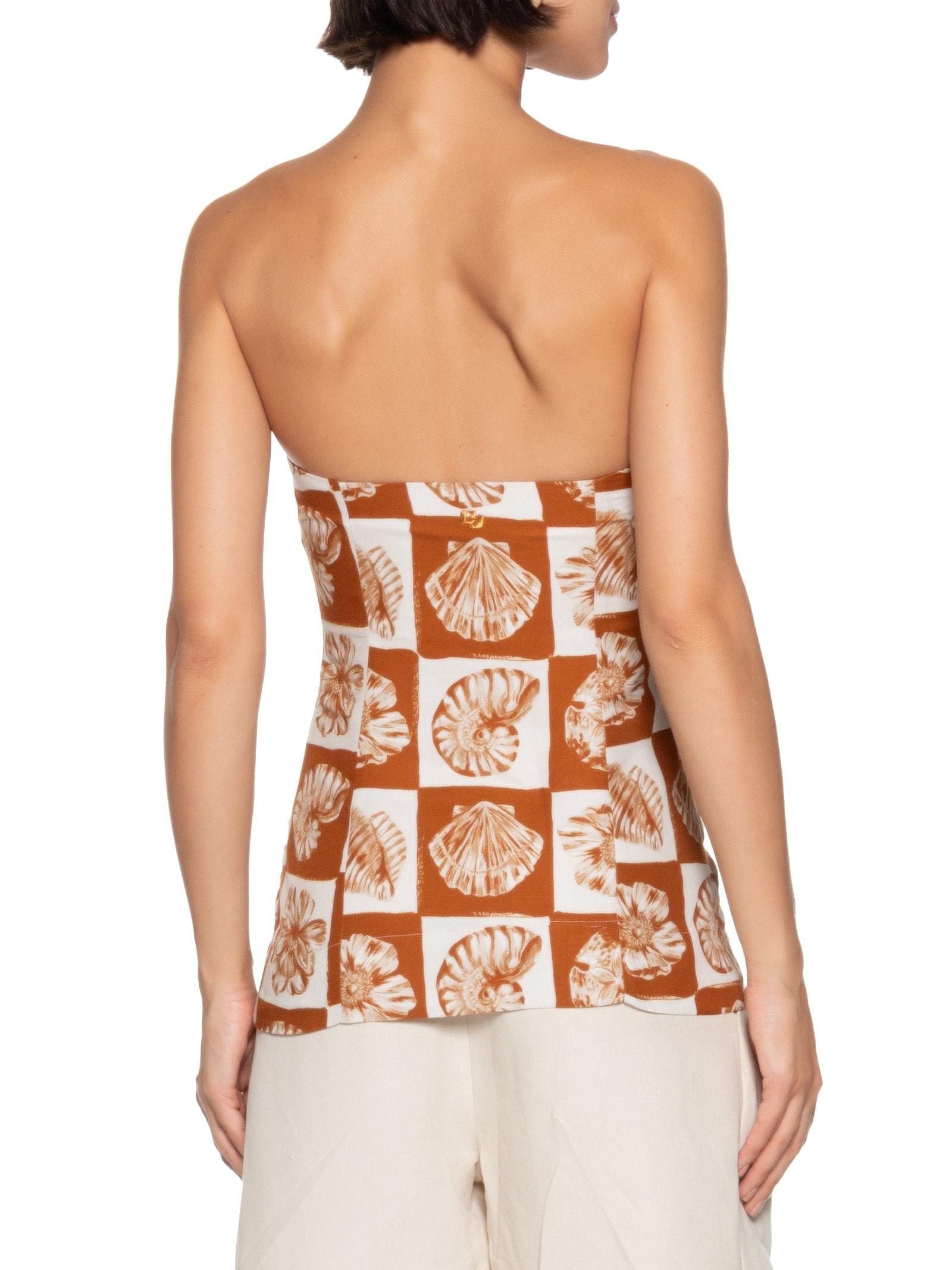 Blusa Feminina Linho Estampada Marrom Colcci