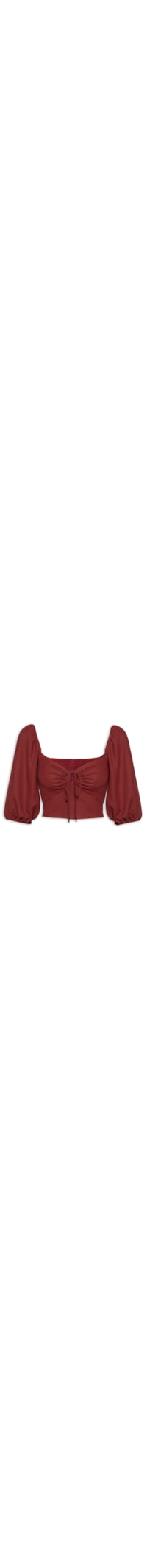 Blusa Feminina Linho Manga Bufante - Vermelho