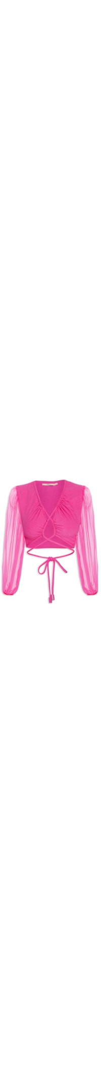 Blusa Feminina Linho Manga Tule - Rosa