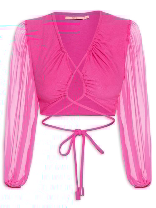 Blusa Feminina Linho Manga Tule – Rosa