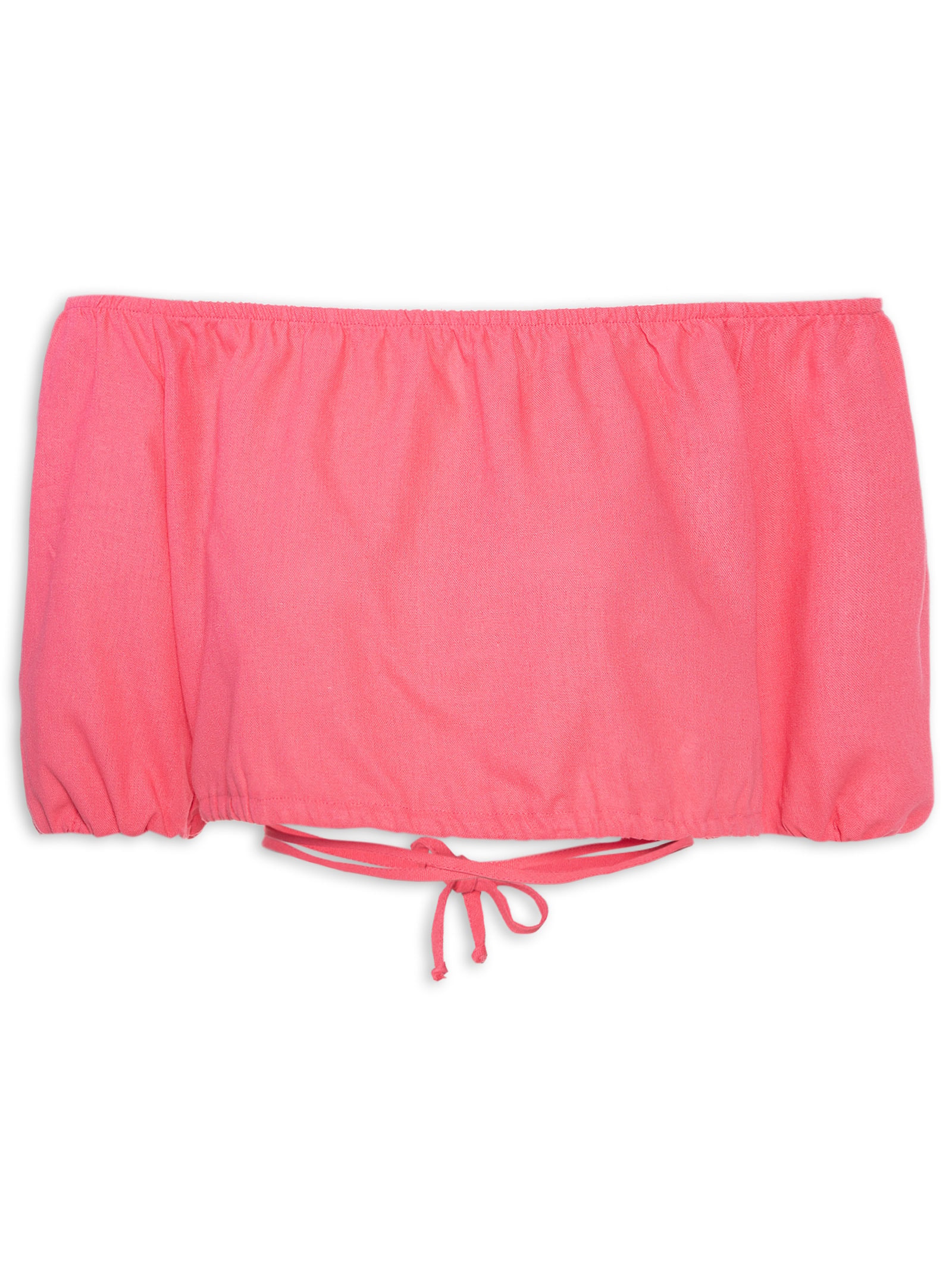 Blusa Feminina Linho Ombro À Ombro Com Amarração Rosa Seiki