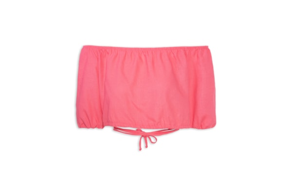 Blusa Feminina Linho Ombro À Ombro Com Amarração - Rosa