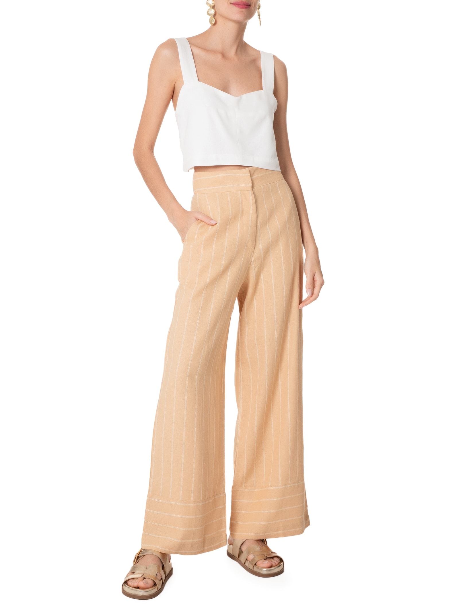 Blusa Feminina Linho Pence Busto Branco Dress To