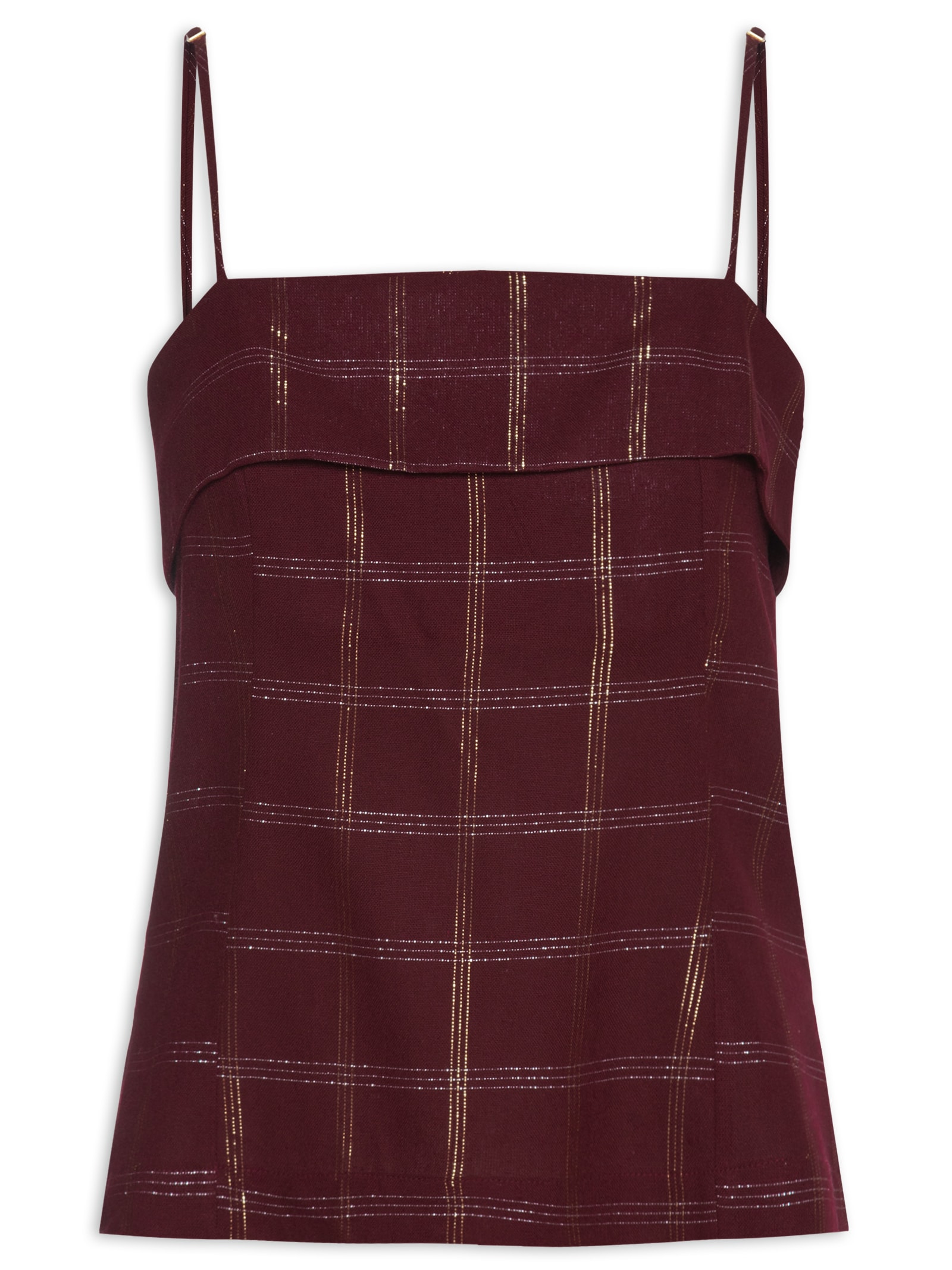 Blusa Feminina Linho Xadrez Lurex Marrom Dress To