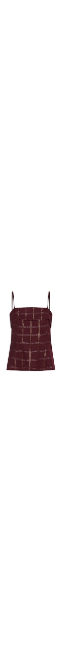Blusa Feminina Linho Xadrez Lurex - Marrom