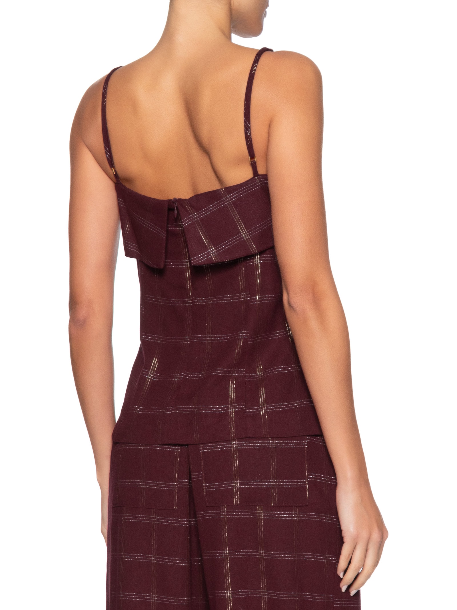 Blusa Feminina Linho Xadrez Lurex Marrom Dress To