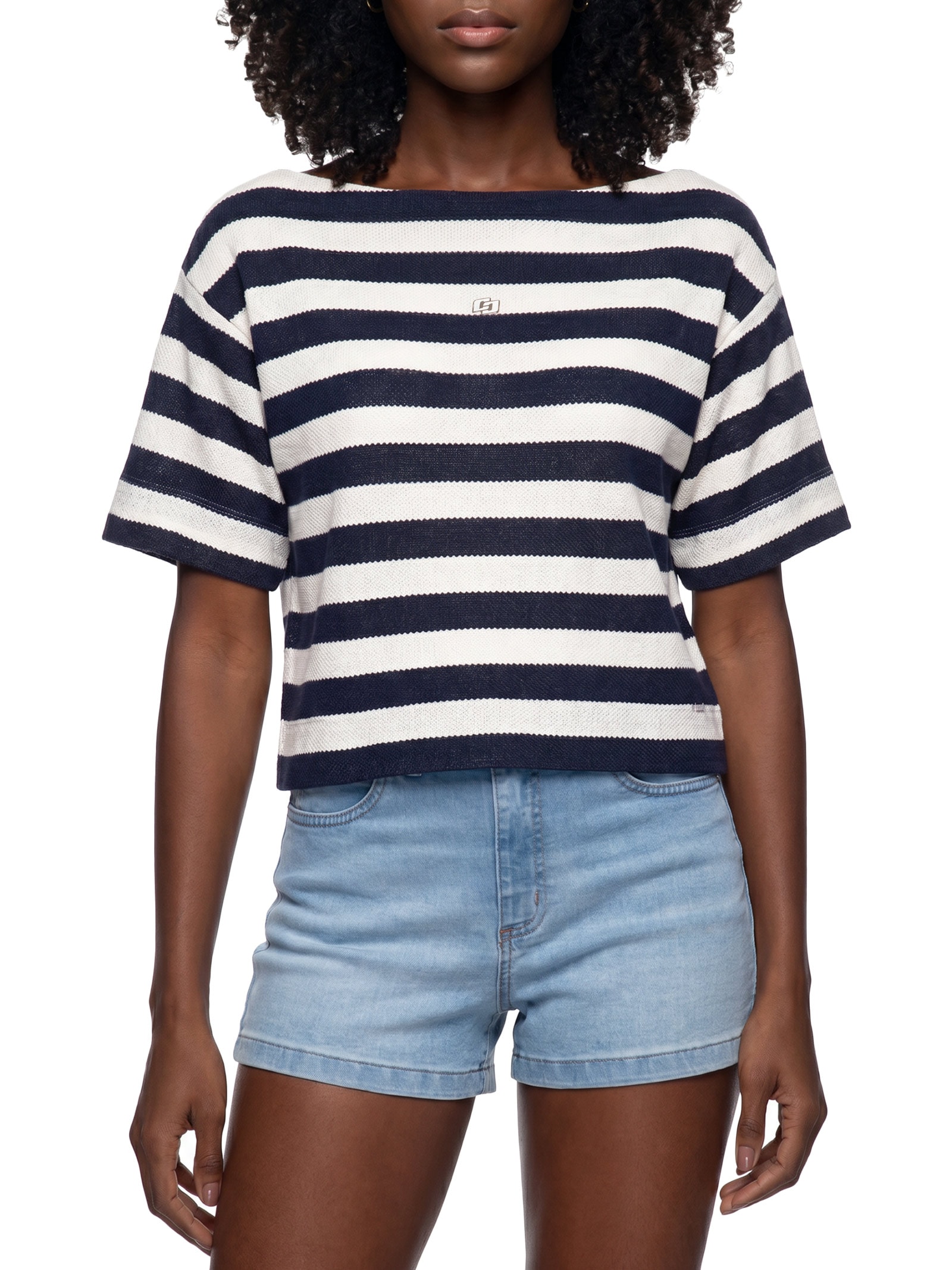 Blusa Feminina Listrada Azul Colcci