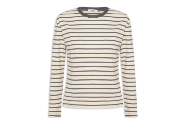 Blusa Feminina Listrada Manga Longa - Bege