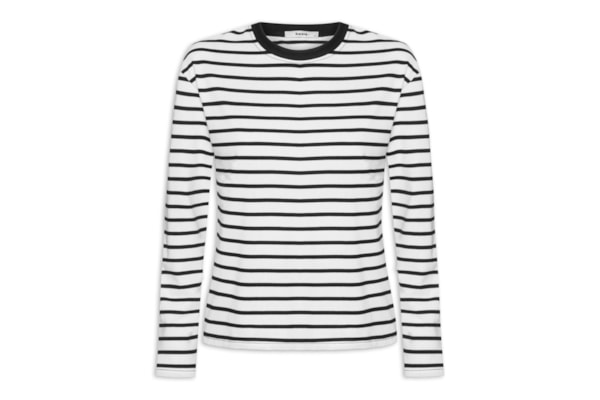 Blusa Feminina Listrada Manga Longa - Branco