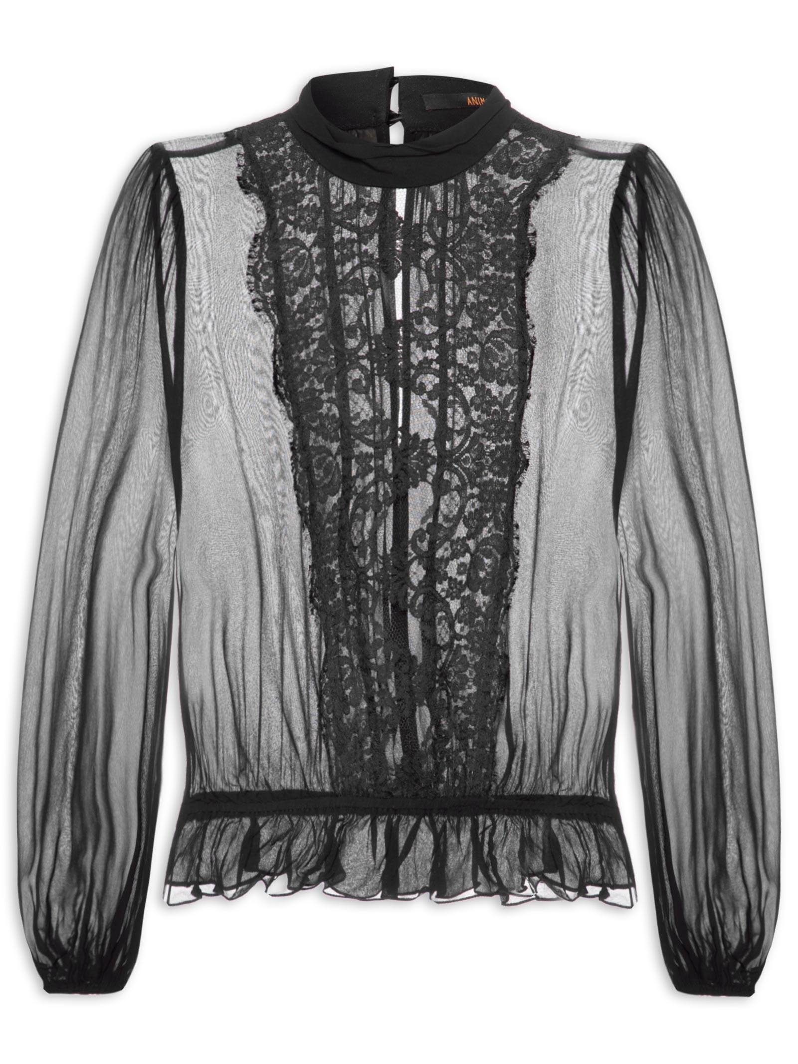 Blusa Feminina Livia Com Renda Preto Animale