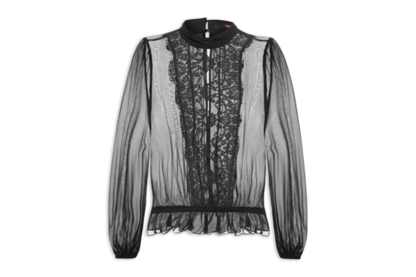 Blusa Feminina Livia Com Renda - Preto