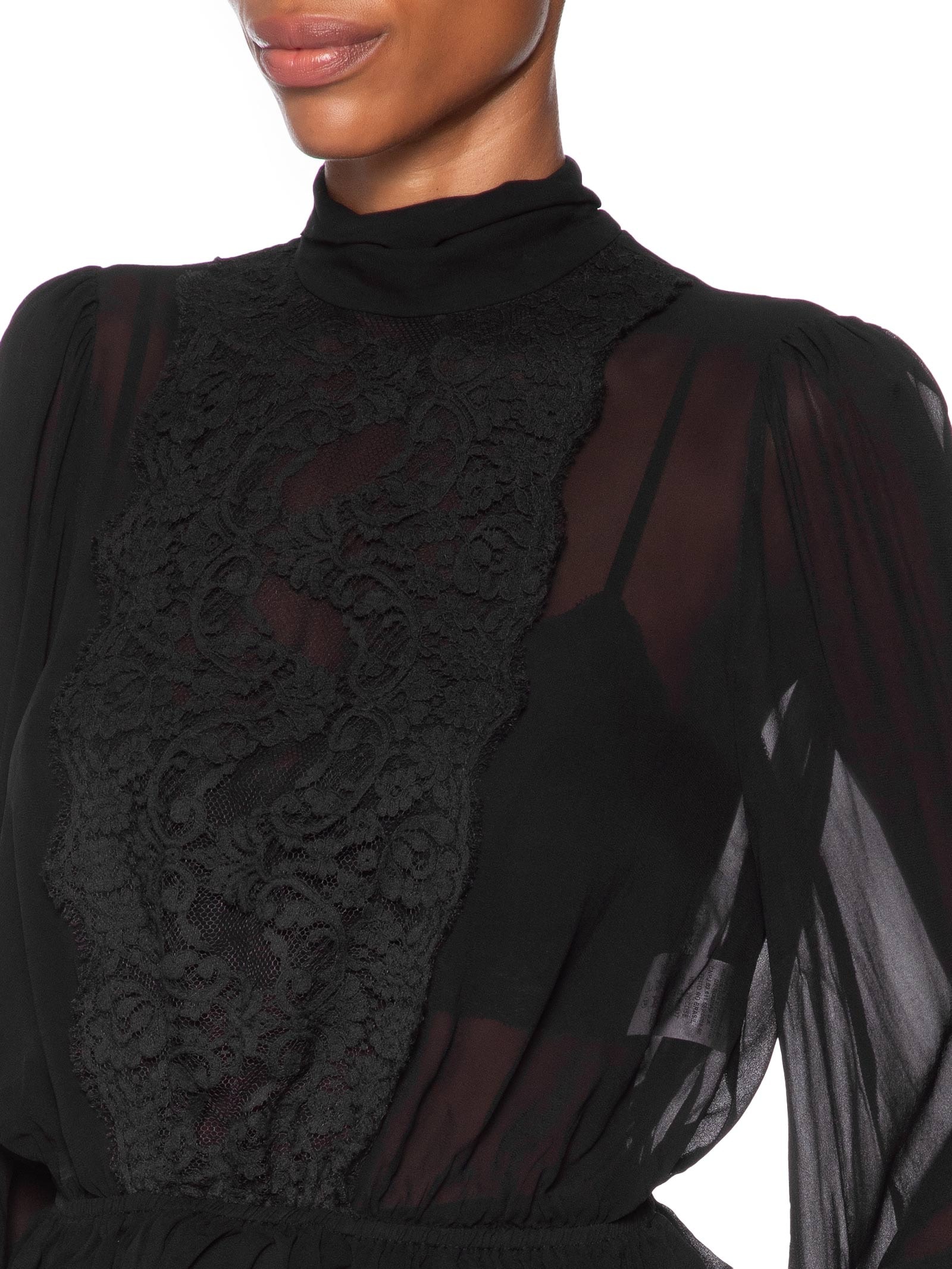 Blusa Feminina Livia Com Renda Preto Animale