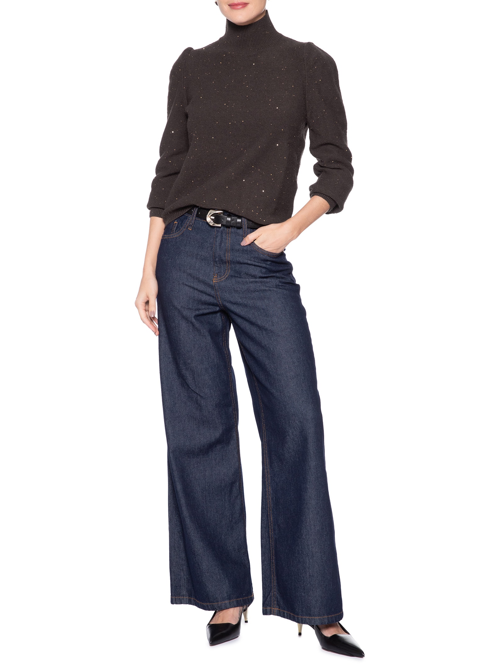 Blusa Feminina Luna Bufante Marrom Le Lis